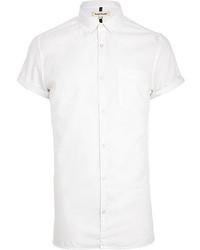 River Island White Short Sleeve Oxford Shirt