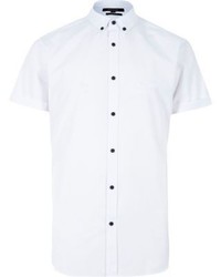 River Island White Smart Slim Fit Short Sleeve Shirt