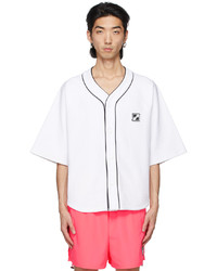 We11done White Terrycloth Baseball Short Sleeve Shirt