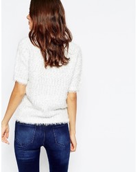 Brave Soul Short Sleeve Fluffy Sweater