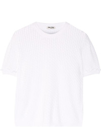 Miu Miu Cable Knit Cotton Sweater White