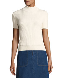 A.P.C. Mina Ribbed Short Sleeve Sweater White