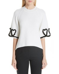 Fendi Scribble Heart Sweater With Genuine Mink