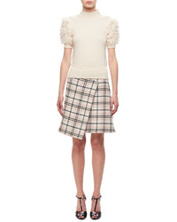 Carven Short Sleeve Fringed Knitted Sweater