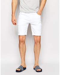 Asos Brand Denim Shorts In Skinny White