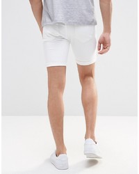 Asos Brand Denim Shorts In Super Skinny In White