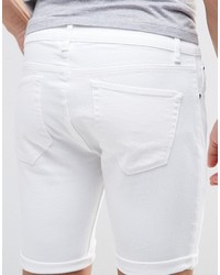 Asos Brand Denim Shorts In Super Skinny In White