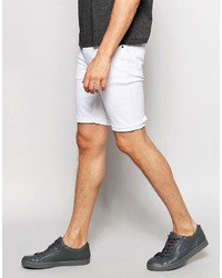 Asos Brand Denim Shorts In Super Skinny White