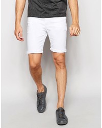 Asos Brand Denim Shorts In Super Skinny White
