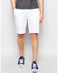 Asos Brand Skinny Tailored Shorts In White Cotton Sateen
