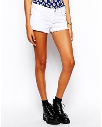 Asos Collection Low Rise Denim Shorts In Punctured White