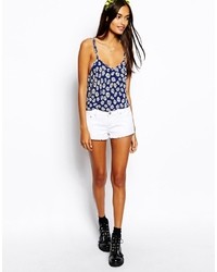 Asos Collection Low Rise Denim Shorts In Punctured White