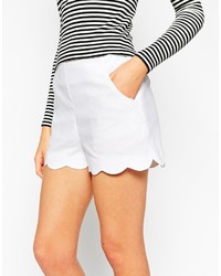 Asos Collection Shorts In Linen With Scallop Hem