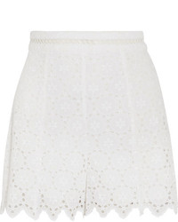 Zimmermann Divinity Wheel Broderie Anglaise Cotton Shorts White
