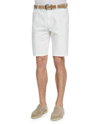 Loro Piana Flat Front Bermuda Shorts White
