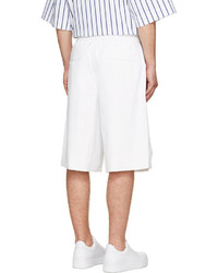 Juunj White Coated Cotton Oversize Shorts