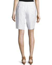 Neiman Marcus Linen Drawstring Shorts Simply White