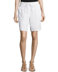 Neiman Marcus Linen Drawstring Shorts Simply White