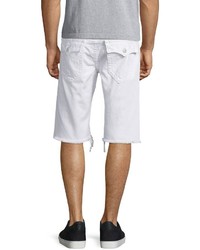 True Religion Ricky Flap Pocket Cutoff Shorts White