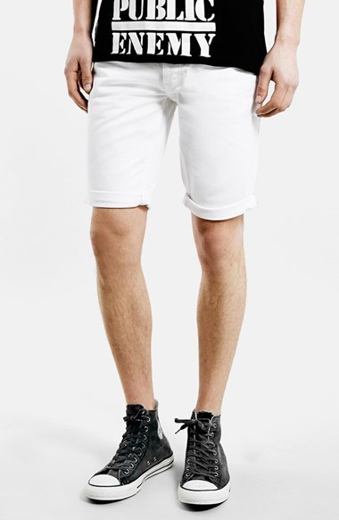 white skinny jean shorts
