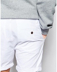 Asos Slim Mid Length Chino Shorts In White