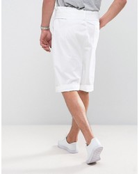 Asos Slim Shorts With Paperbag Waist And Self Fabric Belt In White