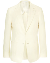 Ermenegildo Zegna Ivory Slim Fit Silk And Cotton Blend Hopsack Jacket