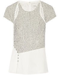 3.1 Phillip Lim Boucl And Silk Crepe De Chine Top Ivory