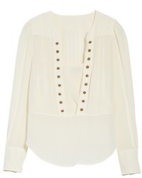 Tracy Reese Button Front Silk Blouse