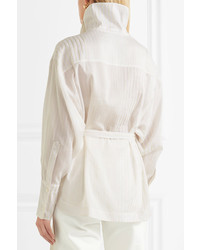 Stella McCartney Caterina Cotton And Silk Blend Jacquard Blouse White