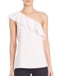 Theory Damarill Cotton One Shoulder Blouse