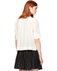 Marc Jacobs Ivory Silk Collar Pin Blouse