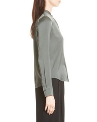 Vince Stretch Silk Band Collar Blouse