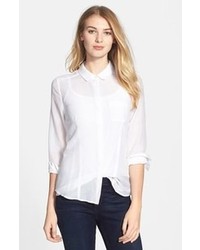 Halogen Cotton Silk Shirt White Small