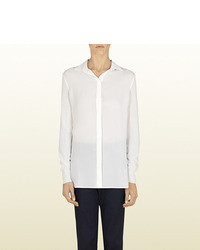 Gucci Natural White Silk Button Down Shirt
