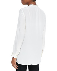 Eileen Fisher Silk Crepe De Chine Long Shirt