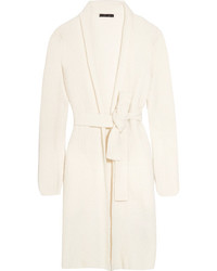 Calvin Klein Collection Ribbed Cashmere And Silk Blend Cardigan White