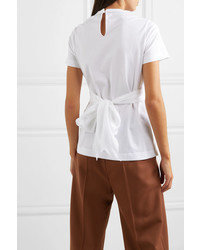 Brunello Cucinelli Draped Silk Satin And Cotton Jersey T Shirt