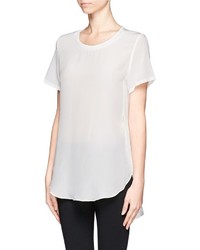 Nobrand Overlapped Side Seams Silk T Shirt
