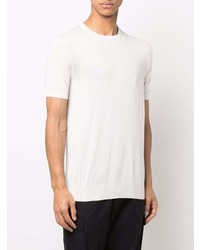 Low Brand Ribbed Trim Silk T Shirt