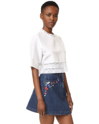 Matin French Lace Cropped Blouse