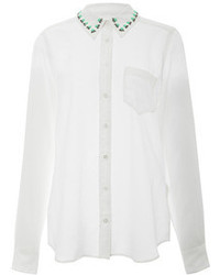 Equipment Brett Embellished Collar Silk Shirt Bright White