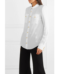 Balmain Button Detailed Silk De Chine Shirt