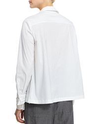 Brunello Cucinelli Long Sleeve Button Front Blouse White