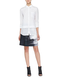 Vince Mixed Fabric Layered Blouse