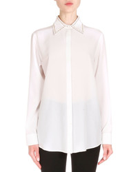Givenchy Studded Collar Crepe De Chine Blouse