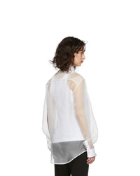 Helmut Lang White Sheer Tux Shirt