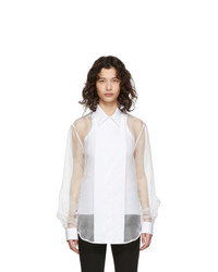 Helmut Lang White Sheer Tux Shirt