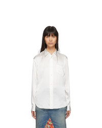 Junya Watanabe White Silk Satin Shirt