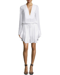 A.L.C. Danielle Long Sleeve Silk Drawstring Dress White